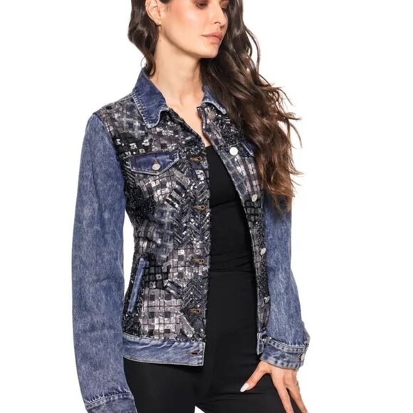 Denim Jacket embellished with sequins - Picture 1 of 1